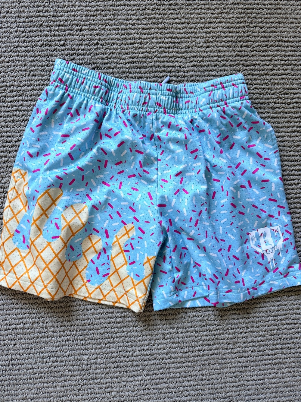 Baseball Lifestyle 101 Kids Ice Cream Print Shorts - Light Blue YL
